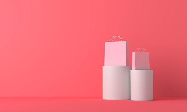 Paper shopping bags on a plain background d rendering