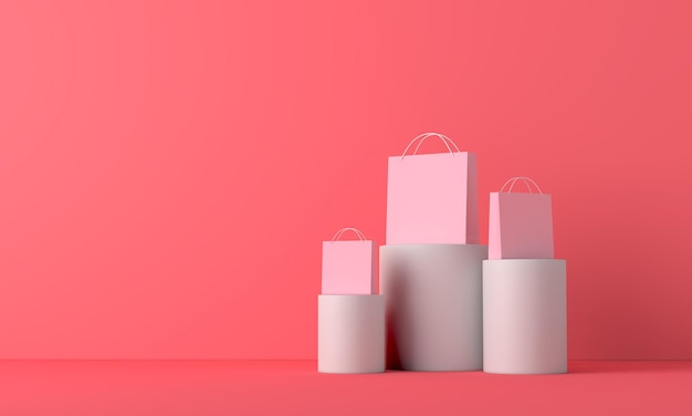 Paper shopping bags on a plain background d rendering