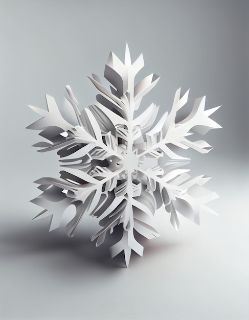 A paper snowflake with the word snow on it