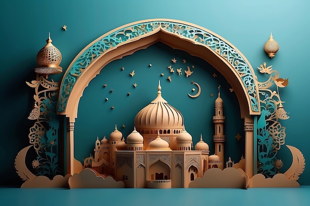 Paper style ramadan background