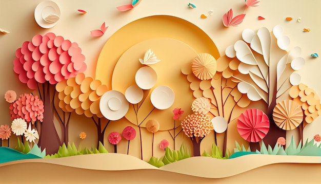 Paper style spring background