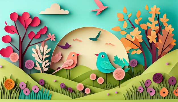 Paper style spring background