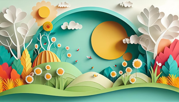 Paper style spring background