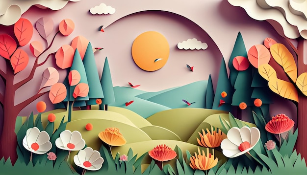 Paper style spring background