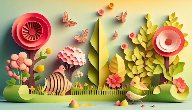 Paper style spring background