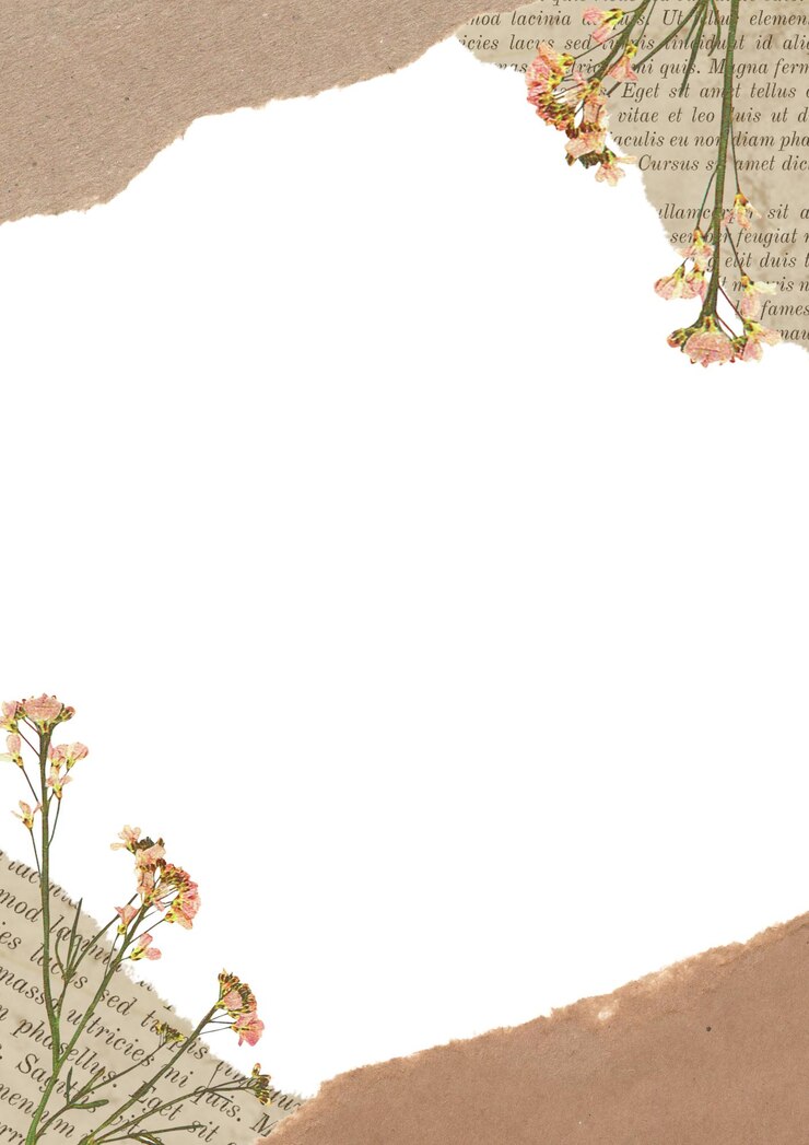 Photo paper texture collage notes page floral frame background
