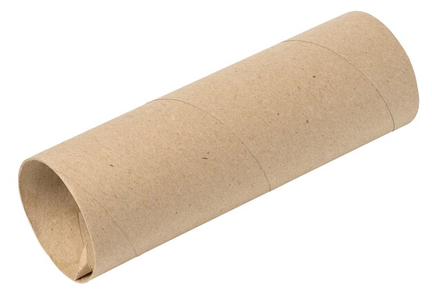 Paper towel tube on white isolated background