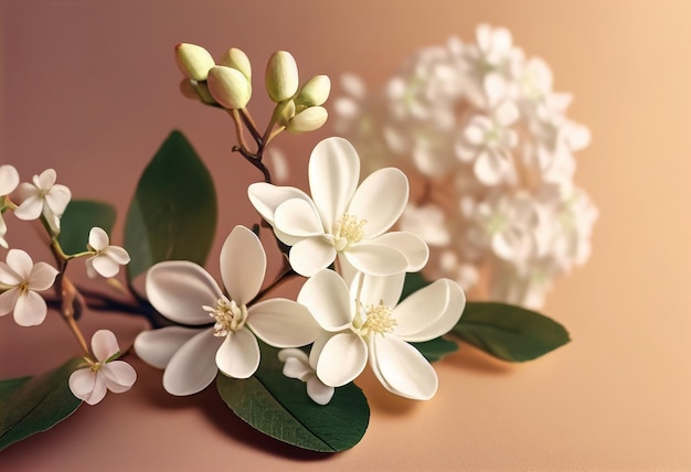 Paper ut flowers on a pink background warm color palette composition