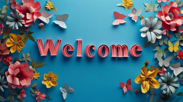 Photo paper welcome concept creative horizontal art poster