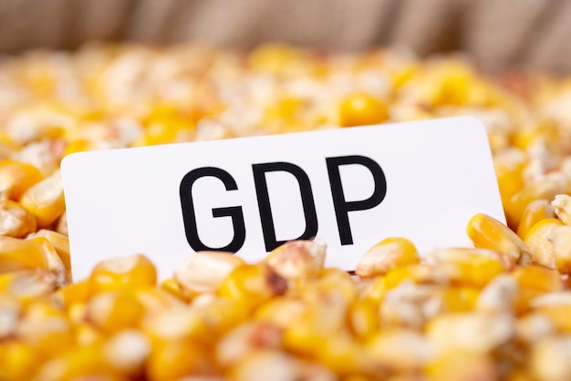 Бумага с надписью GDP на кукурузе