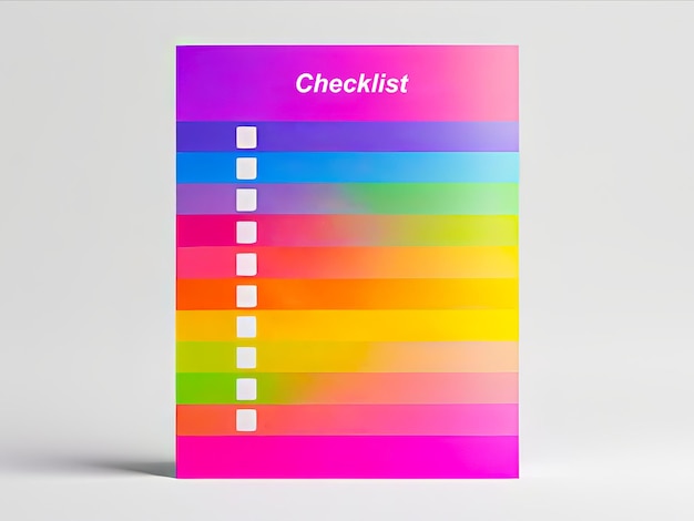 paper with text checklist on it in rainbow color style