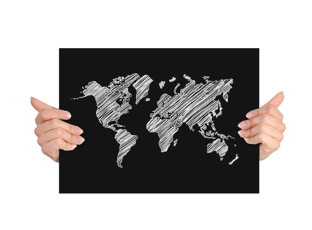 Paper with world map