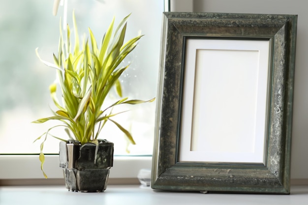 Photo paper on wooden table with natural feel for mockup