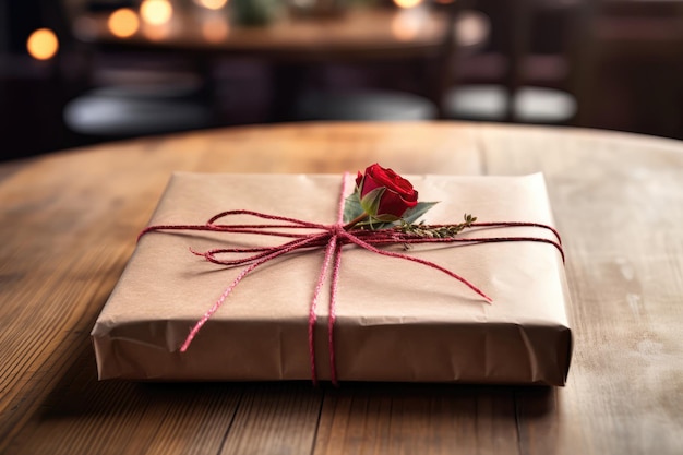 Paper Wrapping On Wooden Table