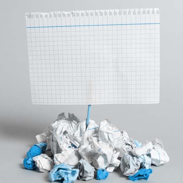 Paper wraps placed around important information wrinkled notes arranged in circle with crutial announcement inside crumpled memos with critical data in