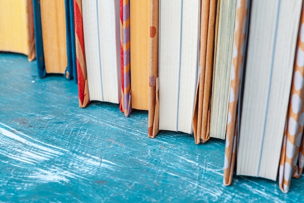 paperback books on a table