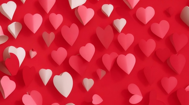 Papercraft Red Hearts Pattern with Delicate Shadows