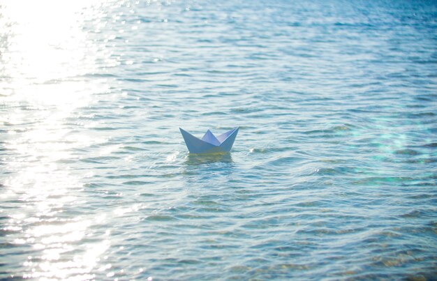 Papier boot in het water