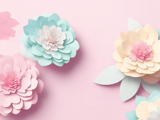 Papierbloemen op een pastel achtergrond