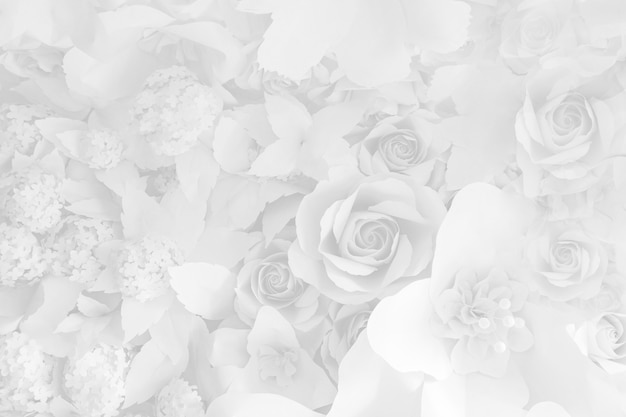 Foto papieren bloem, witte rozen gesneden uit papier, bruiloft decoraties