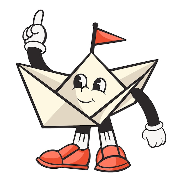 Papieren boot png retro illustratie doorzichtige achtergrond