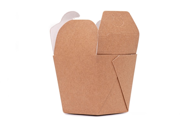 Papieren doos, lege papieren container geïsoleerd