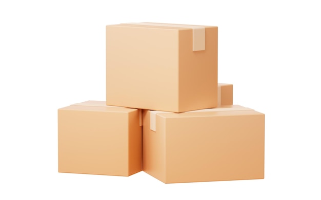 Papieren doos met logistiek en opslagconcept 3d-rendering Digitale tekening