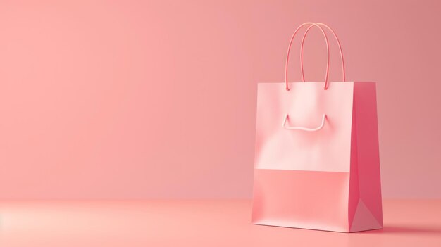 Papieren zak op roze achtergrond Mockup voor ontwerp winkelen generatieve AI