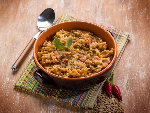 Pappardelle pasta with lentils