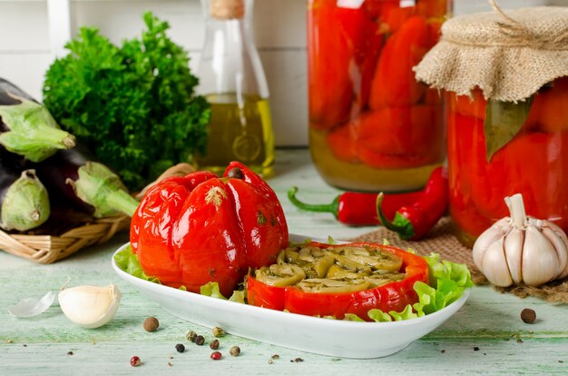 Paprika gevuld met aubergine