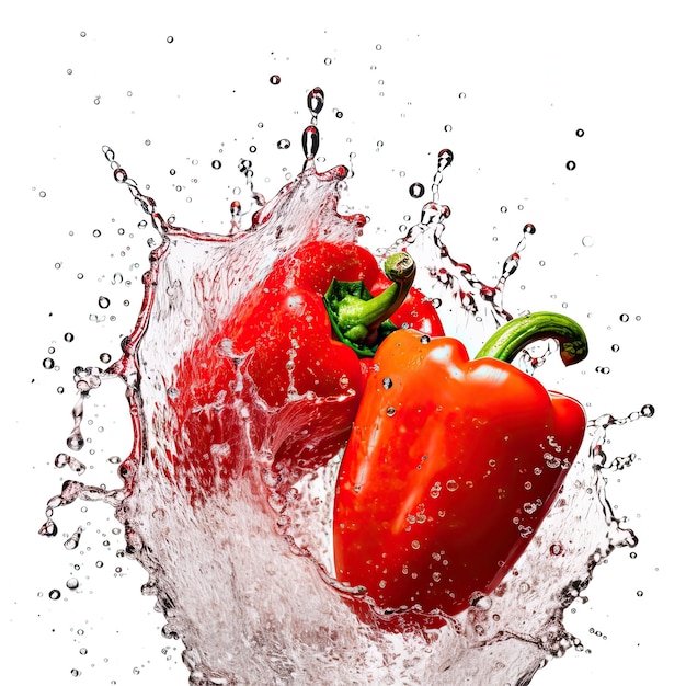 paprika illustratie karakter van paprika met spatten waterplons