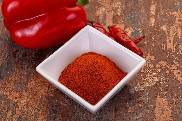 Paprika powder in the bowl