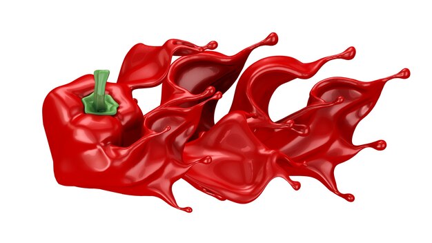 paprika and splash of ketchup. 3d illustration, 3d rendering.