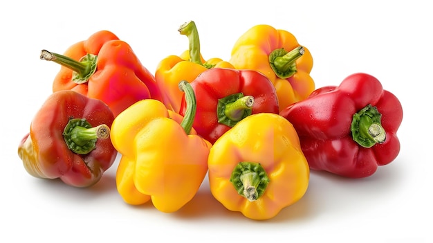 Paprika and sweet pepper white background with complete depth of field Generative AI