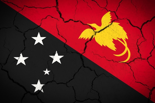 Papua New Guinea cracked country flag