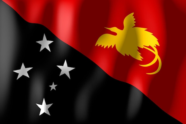 Papua New Guinea rippled country flag