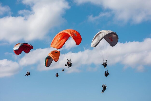 Parachutes flying up in the air during daytime