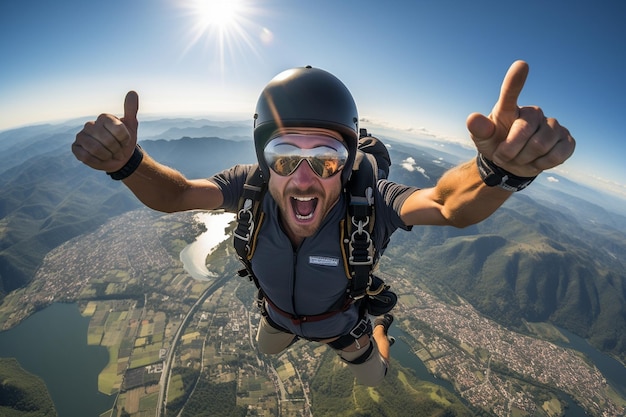 parachutespringen foto van een persoon in de lucht