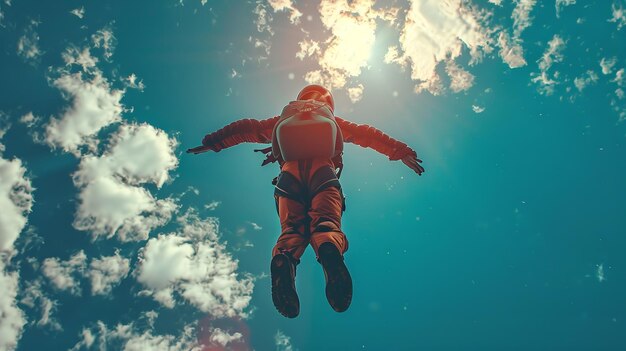 Parachutespringen is een geweldige activiteit voor een jonge jongen en hij vermaakt zich met de luchtduikruimte Generatieve AI