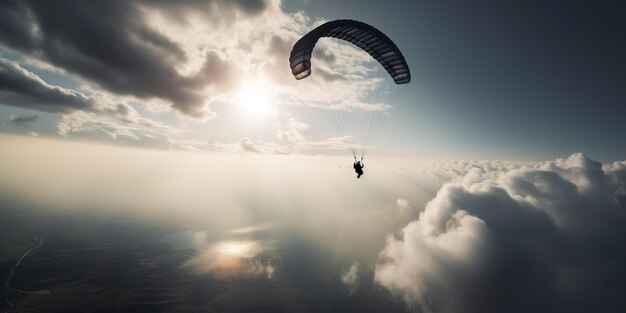 Parachuting Action sport Paratroopers or parachutist freefalling and descending with parachutes Sky Sport background