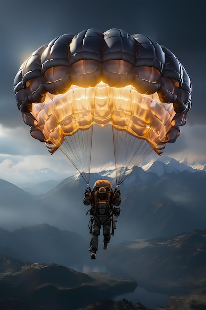 Photo parachutist in the sky