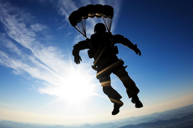 Foto parachutist sprong in geïsoleerde