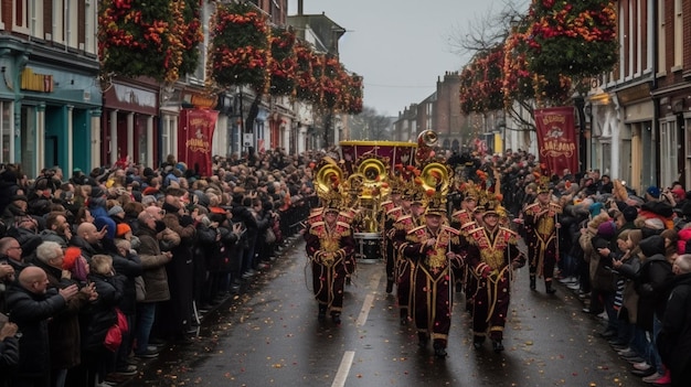 The parade is held in the town centre.