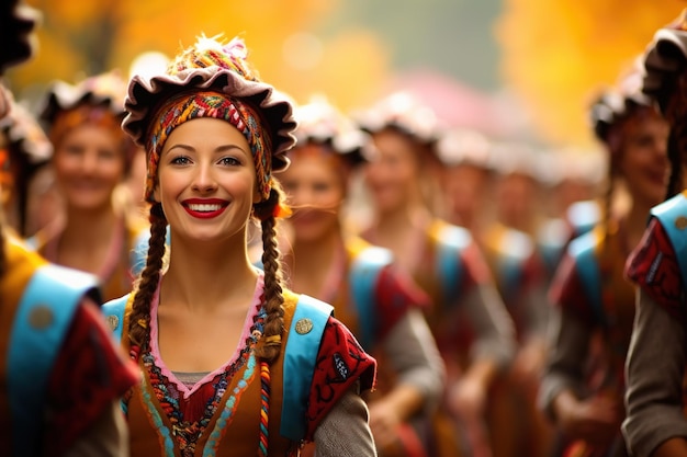 Parade on occasion of Octoberfest worlds largest folk festival of Munich Germany Generative Ai