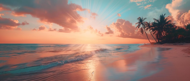 Paradijsstrand over zonsondergang Behang