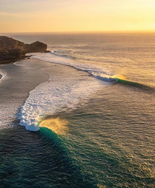 Paradise beach big waves at blue ocean beautiful landscape