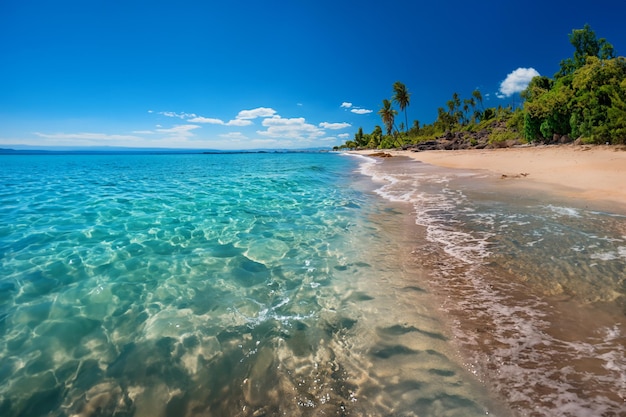 Paradise beach with crystal clear water and white sand Generative AI