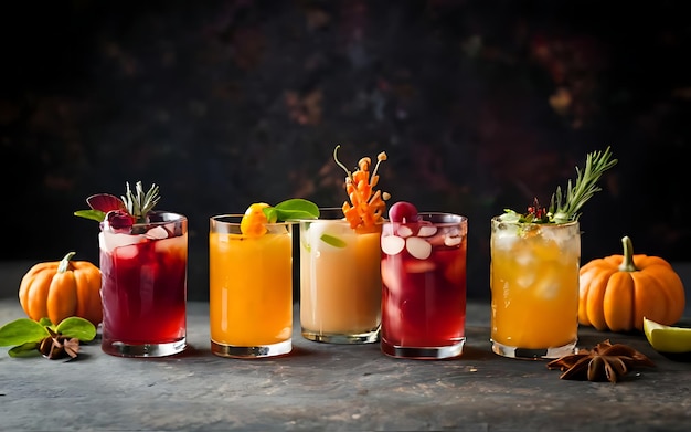 A paradise of exquisite autumn flavors and vibrant hues in cocktails