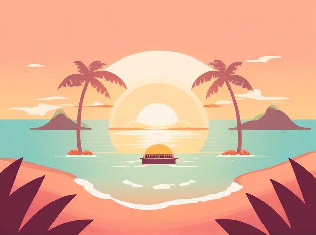 Paradise found tropical island in the ocean with stunning sunset