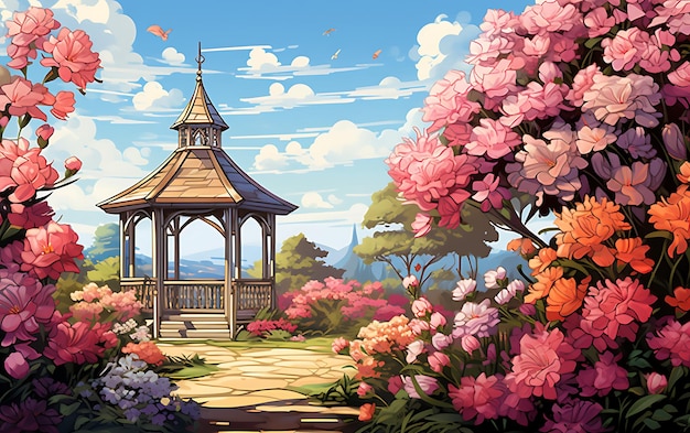 Free Vectors  Anime background of flower garden